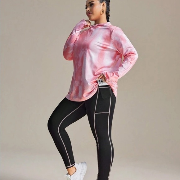 SHEIN Pants - NEW SHEIN Pink Tie-Dye Women's Hoodie & Leggings Workout Set
